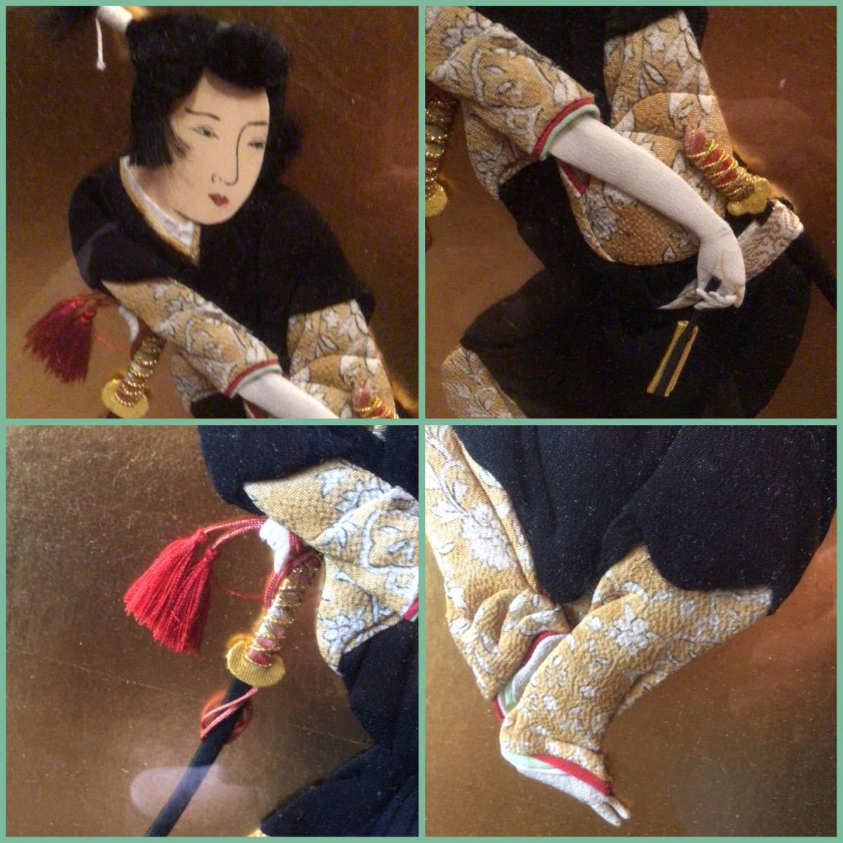 作家物 押し絵画 縮緬細工歌舞伎者（川越みよ子）10号栞付michiko