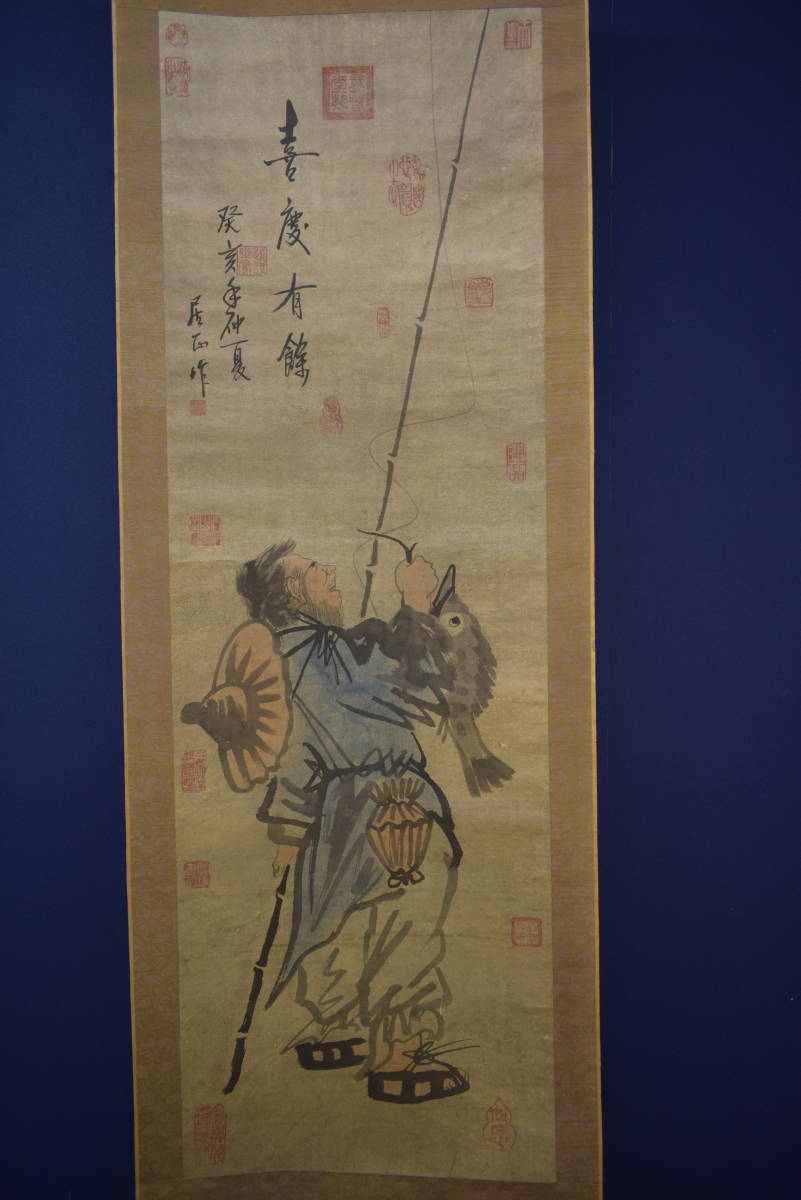 真作/百華/田家雪景図/布袋屋掛軸HC-987 真作/百華/田家雪景図/布袋屋