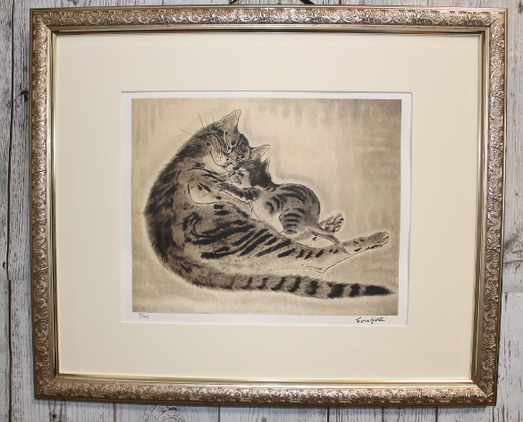 Yahoo!オークション - 藤田嗣治 リトグラフ 「親子猫」 100部限定