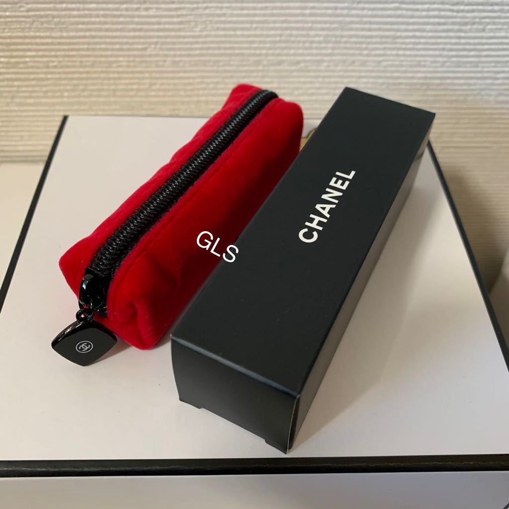 新品 シャネル ミニポーチ リップケース 印鑑ケース レッド ベロア