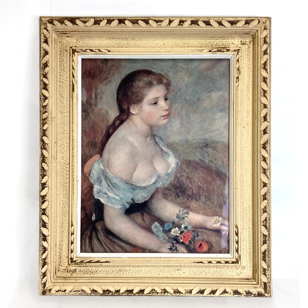 Yahoo!オークション - ルノワール『花を持つ少女』 ルノアール 油彩風