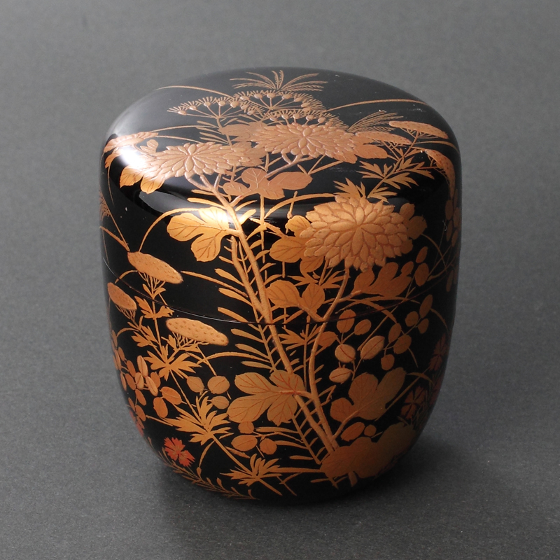 Yahoo!オークション - 7代中村宗哲 秋草蒔絵黒中棗(茶道具 薄茶器 漆