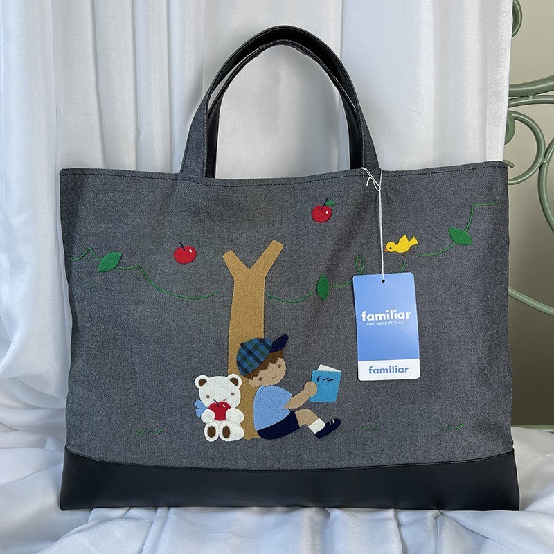 限定値下げファミリア レッスンバッグ デニムバッグ familiar ネイビー