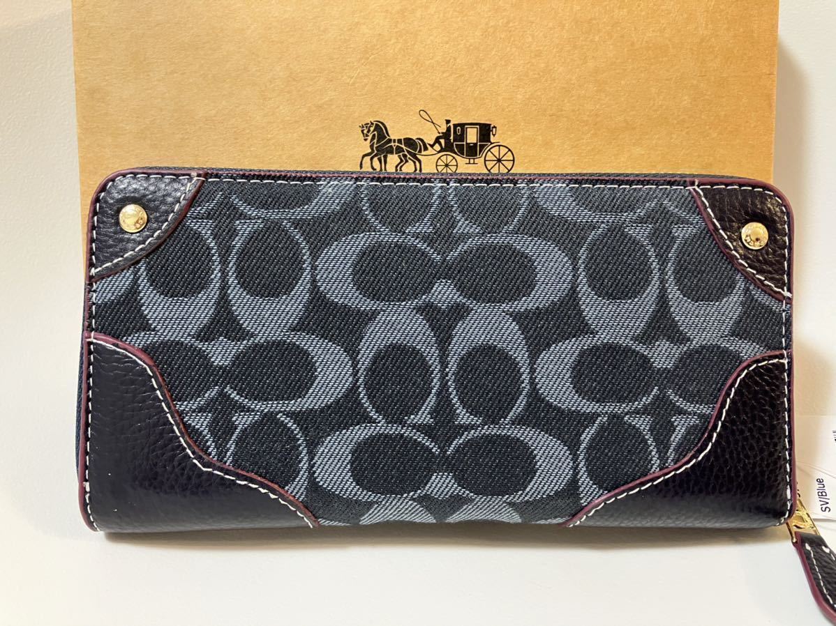 COACH コーチ 長財布 財布 デニム生地 ネイビー インディゴ｜Yahoo