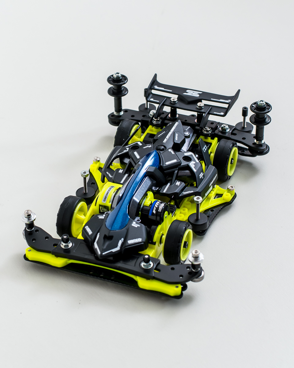 ミニ四駆 マッハフレーム FM-A完成品 BLK/YL 小径SH・スラダン・塗装