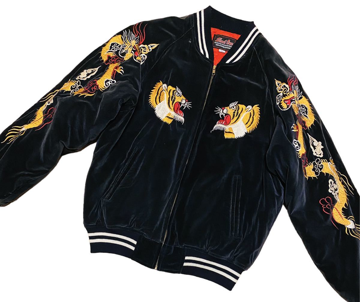 入手困難】Shoot One スカジャン L ベロア トラ 龍 希少デザイン 別珍