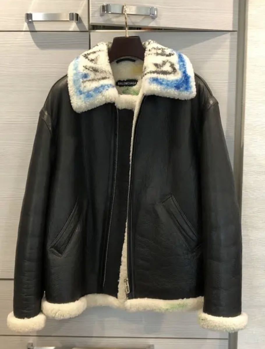 Yahoo!オークション - (定価75万)BALENCIAGA Graffiti Shearling Jacke