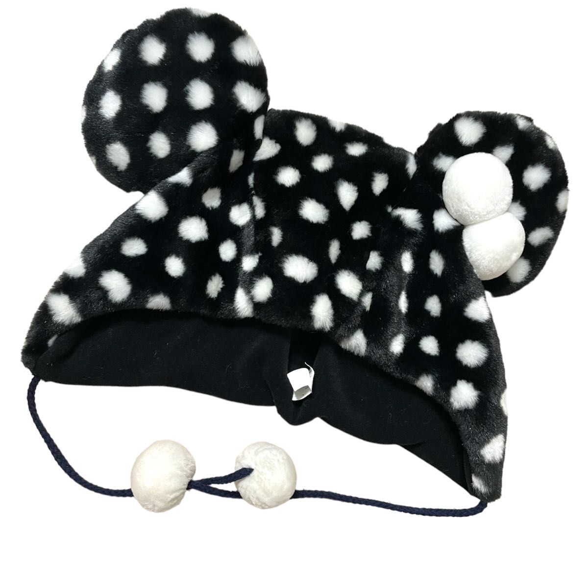 ミニーちゃん ドッド柄 水玉 白黒 リボン ファンキャップ｜Yahoo