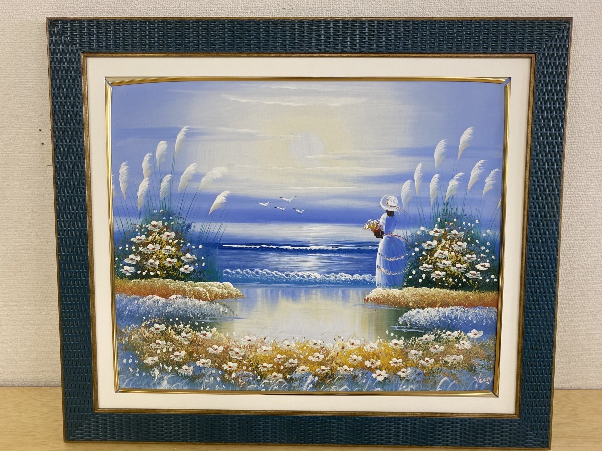 Yahoo!オークション - 真作 yuMi 幸せ を呼ぶ少女 幸運 海辺 油彩 10号