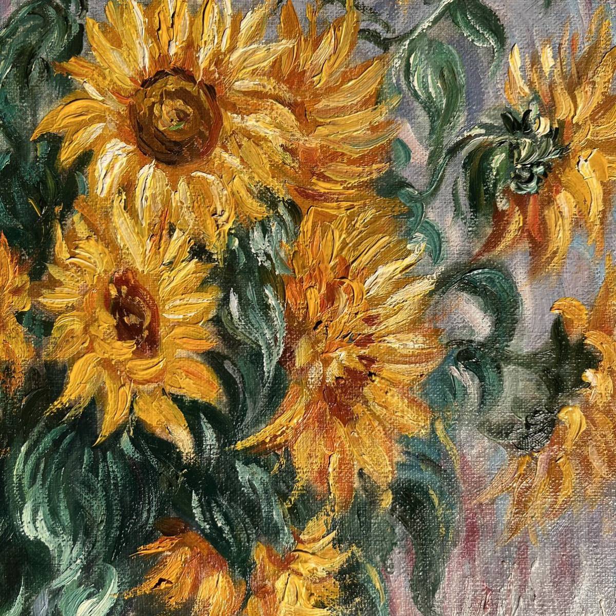 秀作 手書き油絵 モネ ひまわり 額付 絵画 インテリア 油彩画｜Yahoo