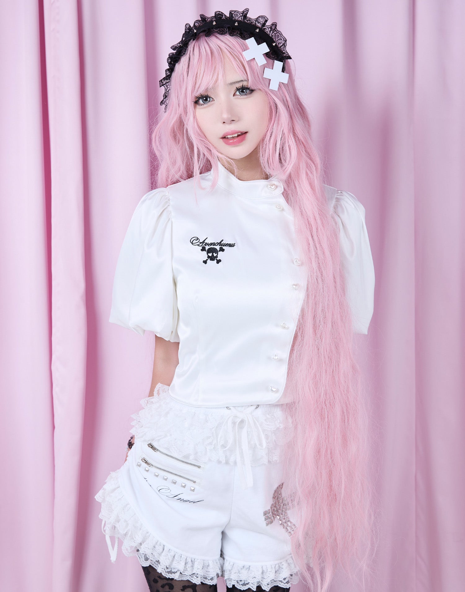 トップス AVENCHUMU frill zip tops pink Tops – AVENCHUMU