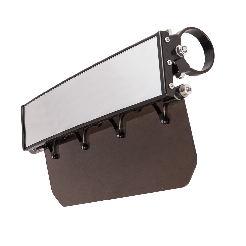 12″ Wide Panoramic Rearview Mirror with Folding Sun Visor – Dark