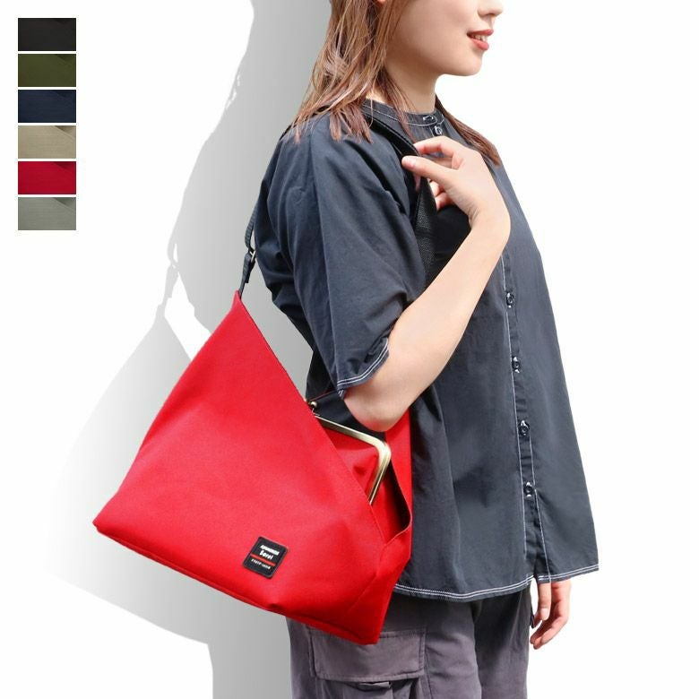 在庫商品】がま口スクエアワンショルダーバッグ【Sarei コーデュラ（R