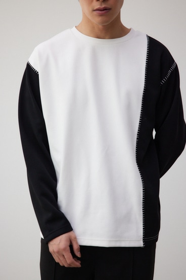 バイカラーブランケットステッチ長袖トップス｜MEN｜251HSB80-097C