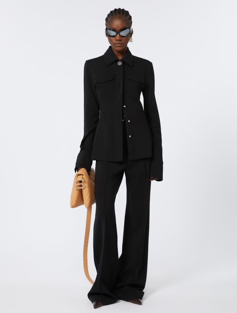 High-waisted trousers in fabric stitch, black | Sportmax