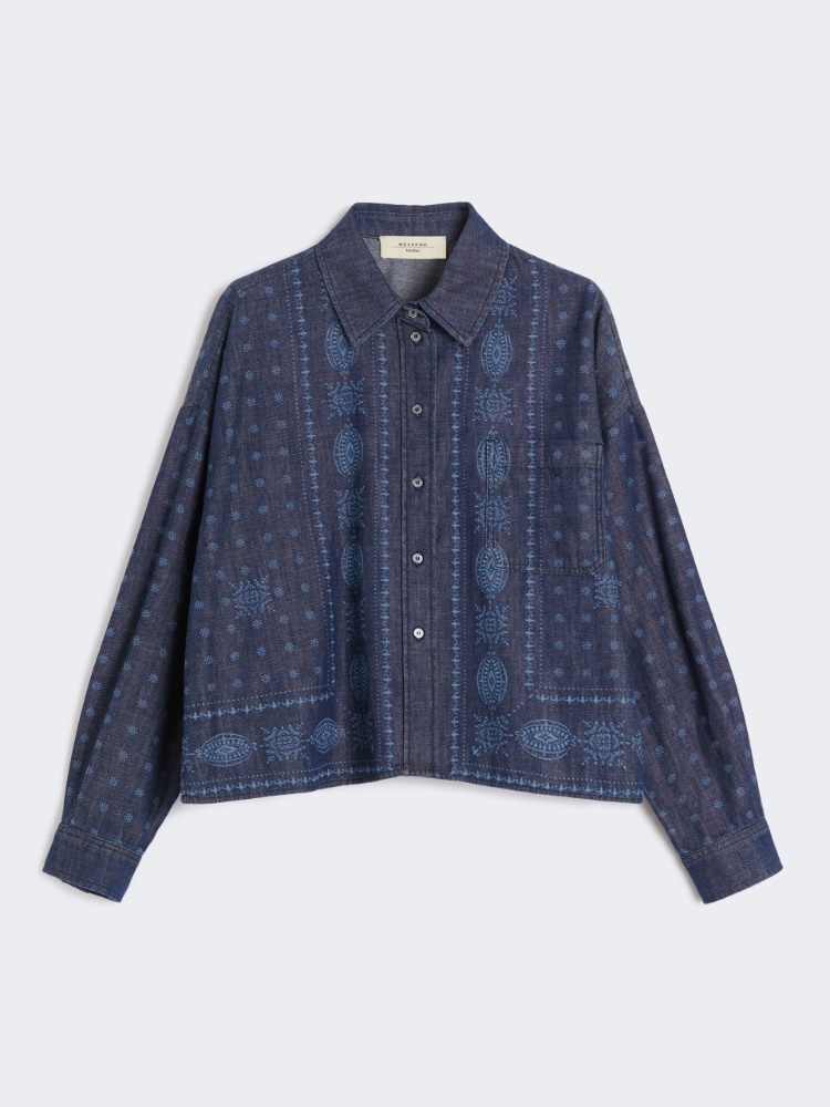 Laser-cut denim shirt, navy | Weekend Max Mara