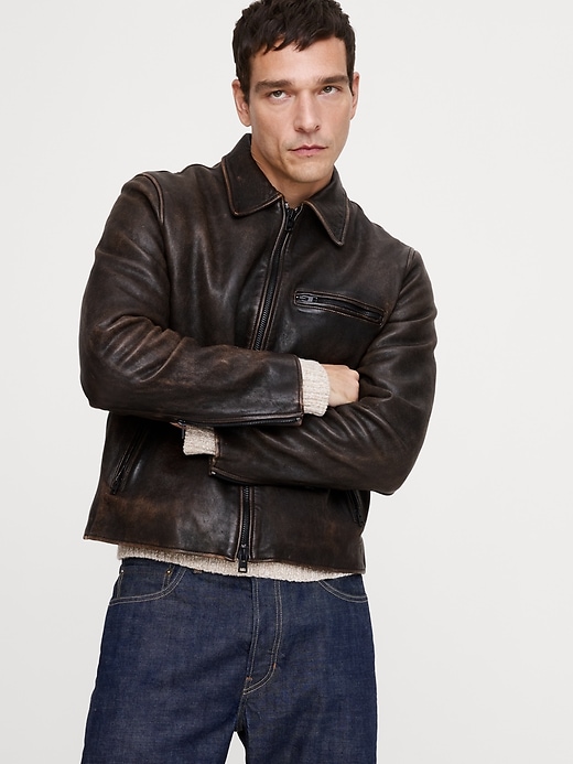 Leather Racing Jacket | Banana Republic