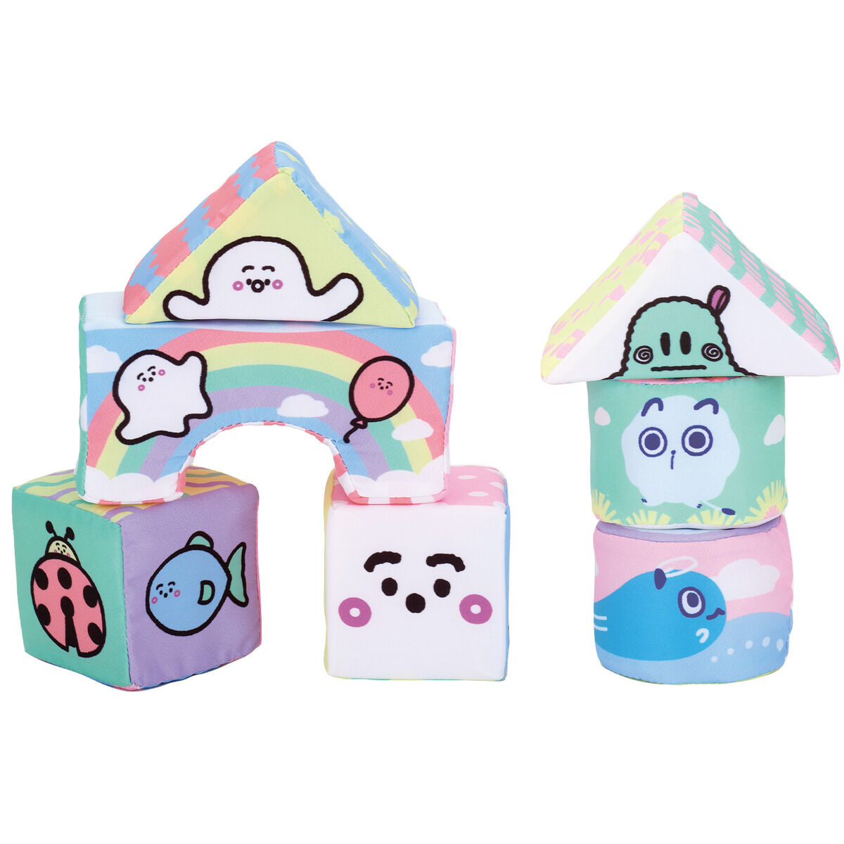シナぷしゅ ぷしゅぷしゅとおともだちやわらか布つみき | BANDAI TOYS