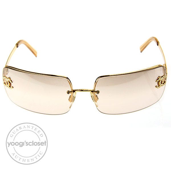 Chanel Gold Frameless Tinted Sunglasses 4104 | Yoogi's Closet