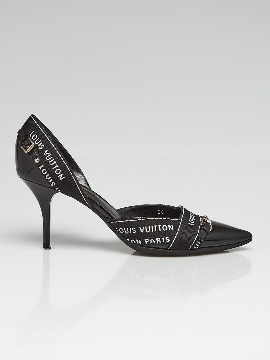Louis Vuitton Black Patent Leather Lily Open Side Pumps Size 7.5