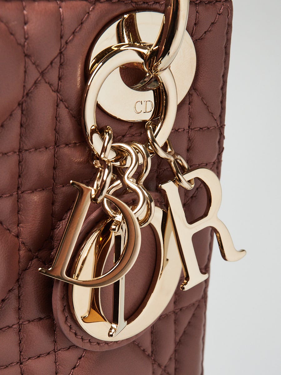 Christian Dior Rose Des Vents Cannage Quilted Lambskin Leather