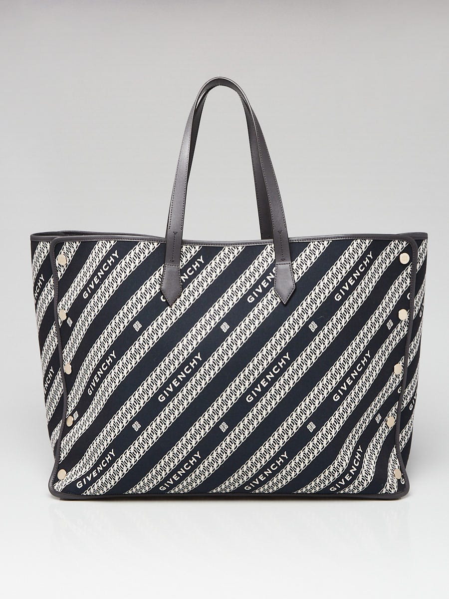 Givenchy Black Jacquard Canvas Medium Bond Chain Tote Bag