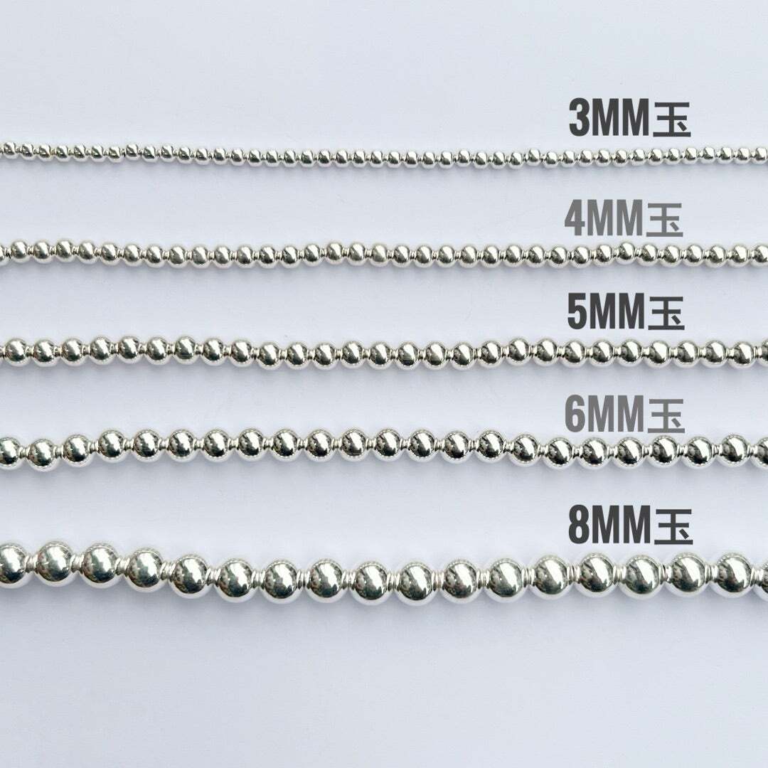 再入荷】ナバホパール ネックレス 丸玉 4mm 45cm シャイニー《Indian