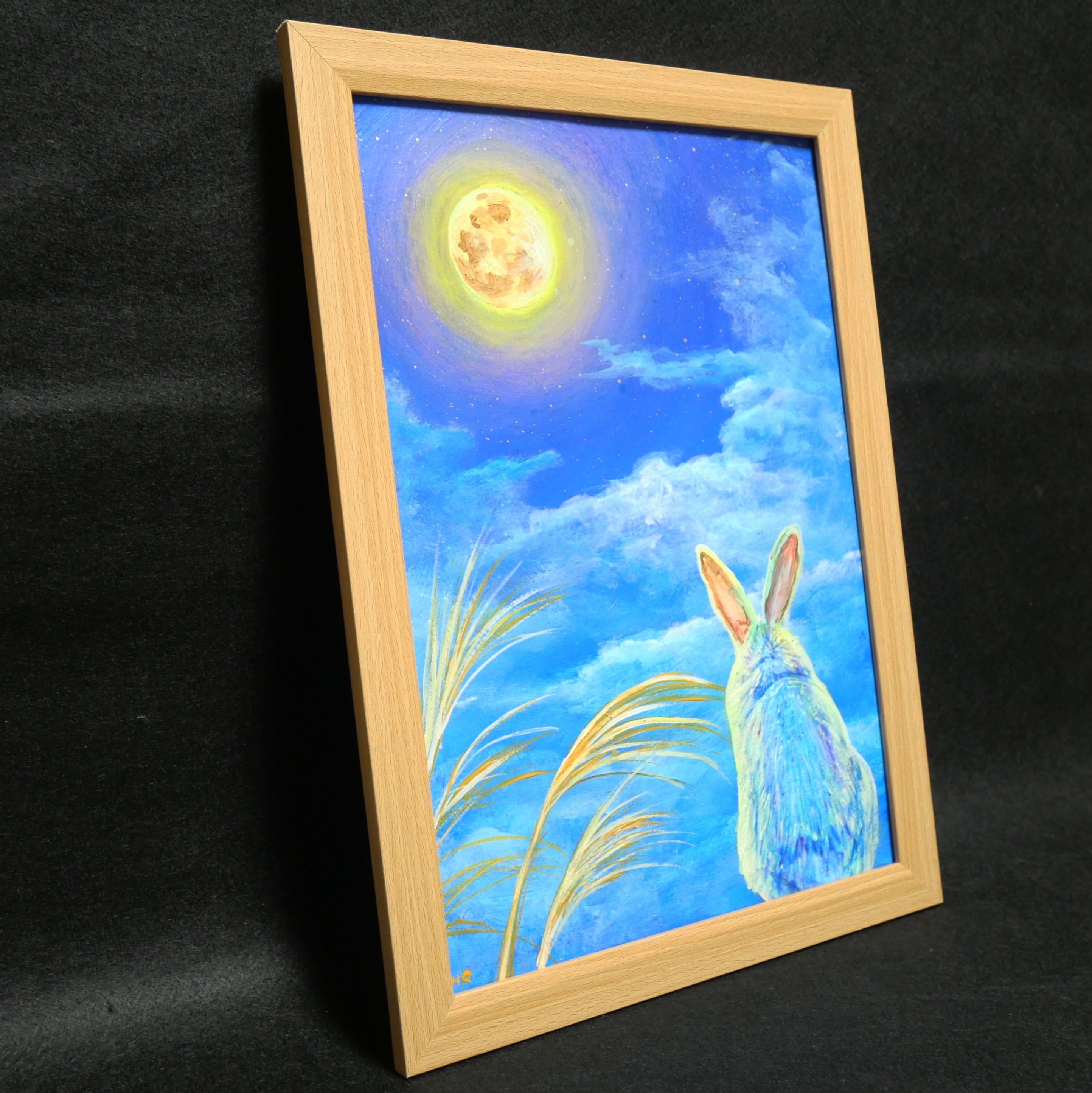 油絵 絵画 【お月見うさぎ】 | HIROSHI1990