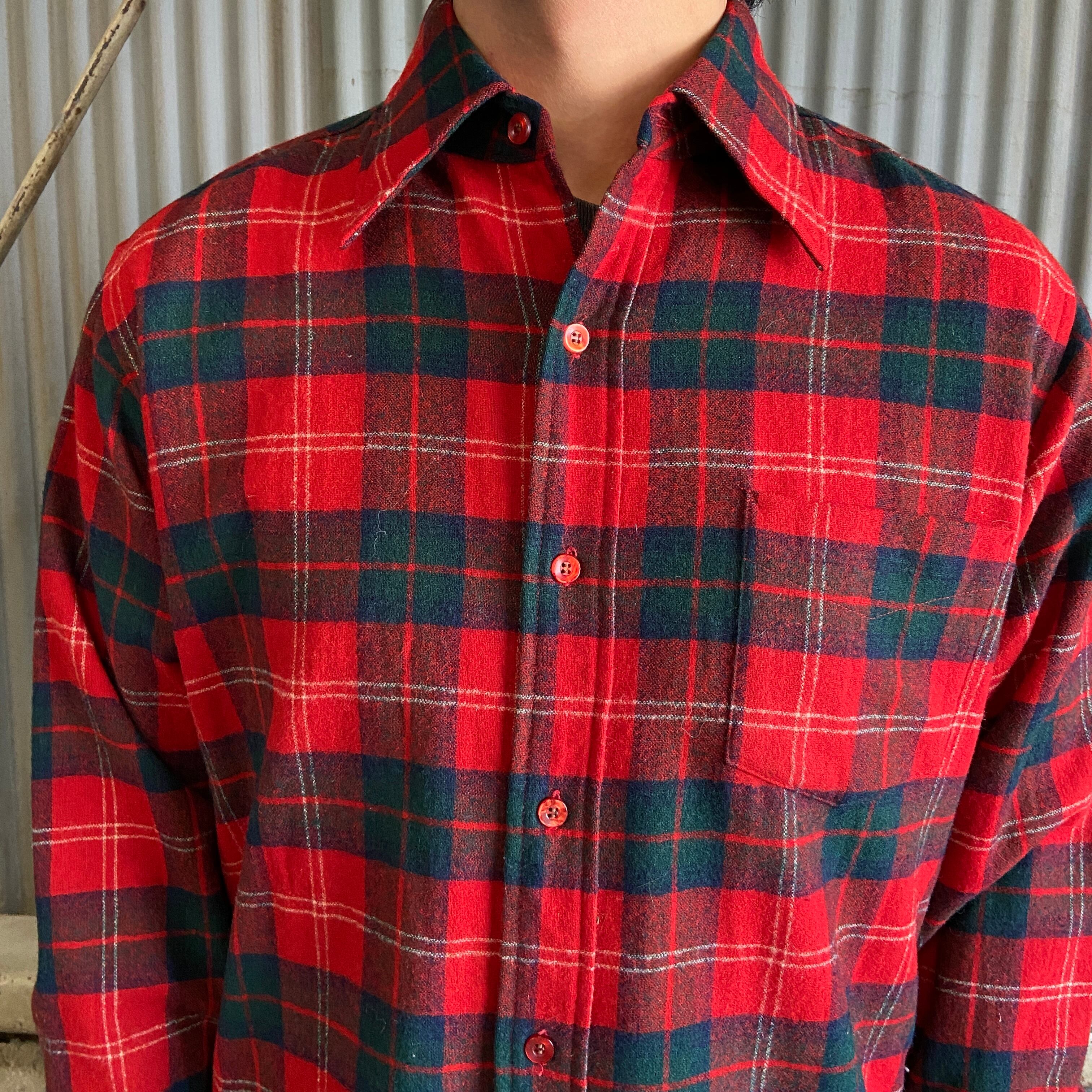 70年代 USA製 PENDLETON ペンドルトン チェック柄 ウール 長袖シャツ