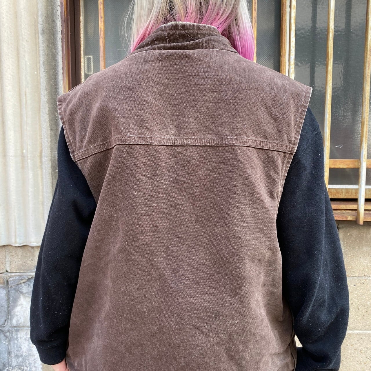 Carhartt カーハート ダック地 モックネックベスト メンズL 古着 ボア