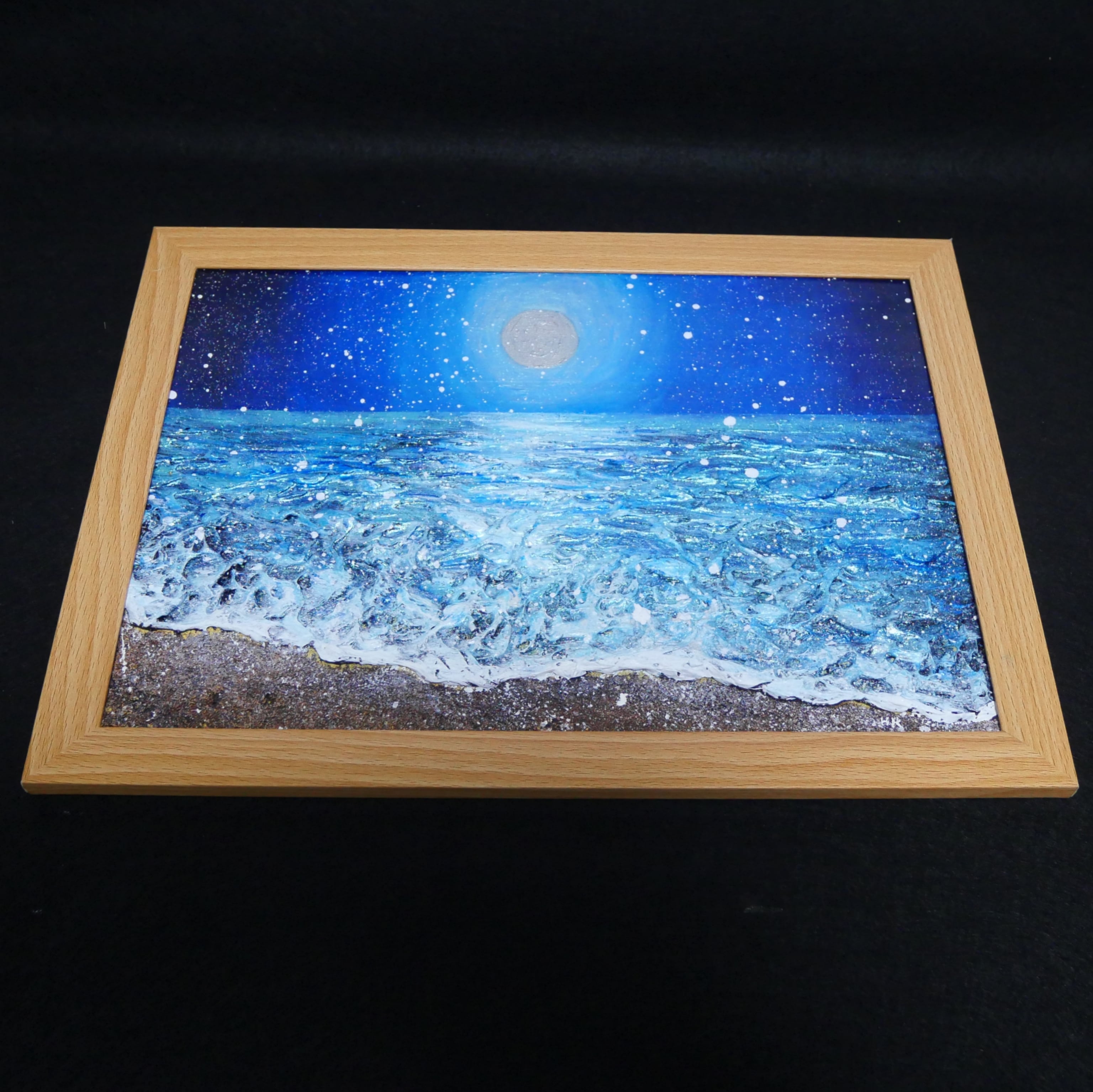 油絵 油彩 油彩画 絵 絵画【海雪の満月】 | HIROSHI1990