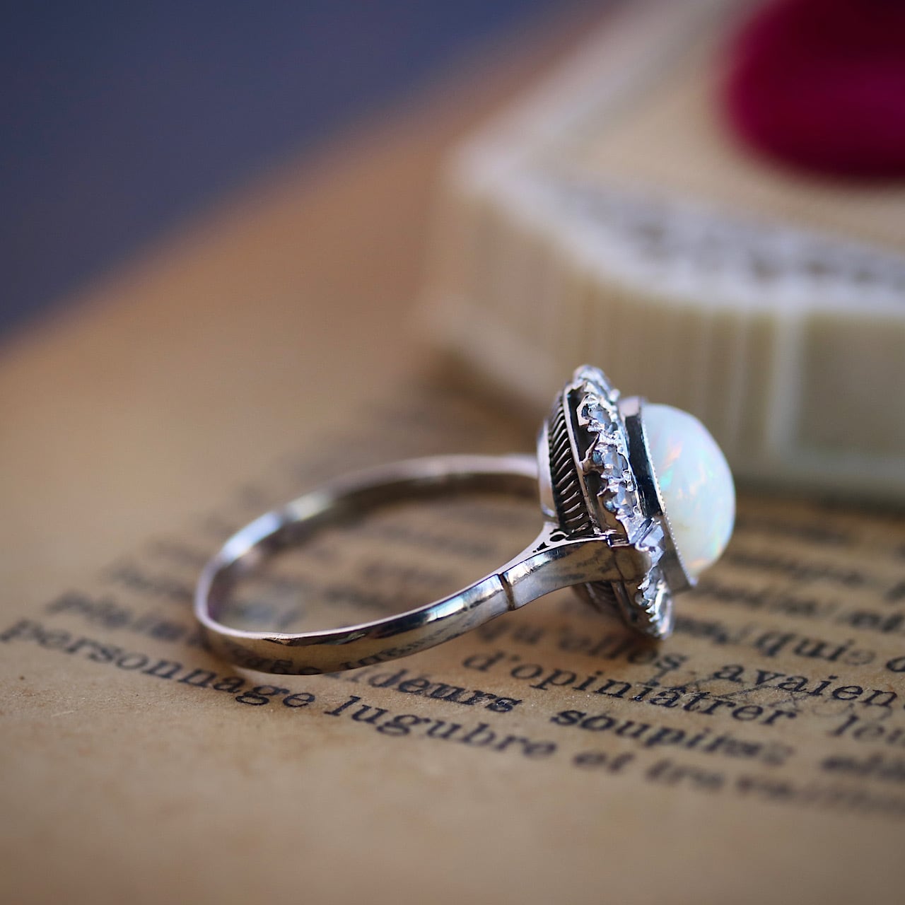 K14 WG ホワイトゴールド 指輪 リング オパール 未検査品 K14 WG