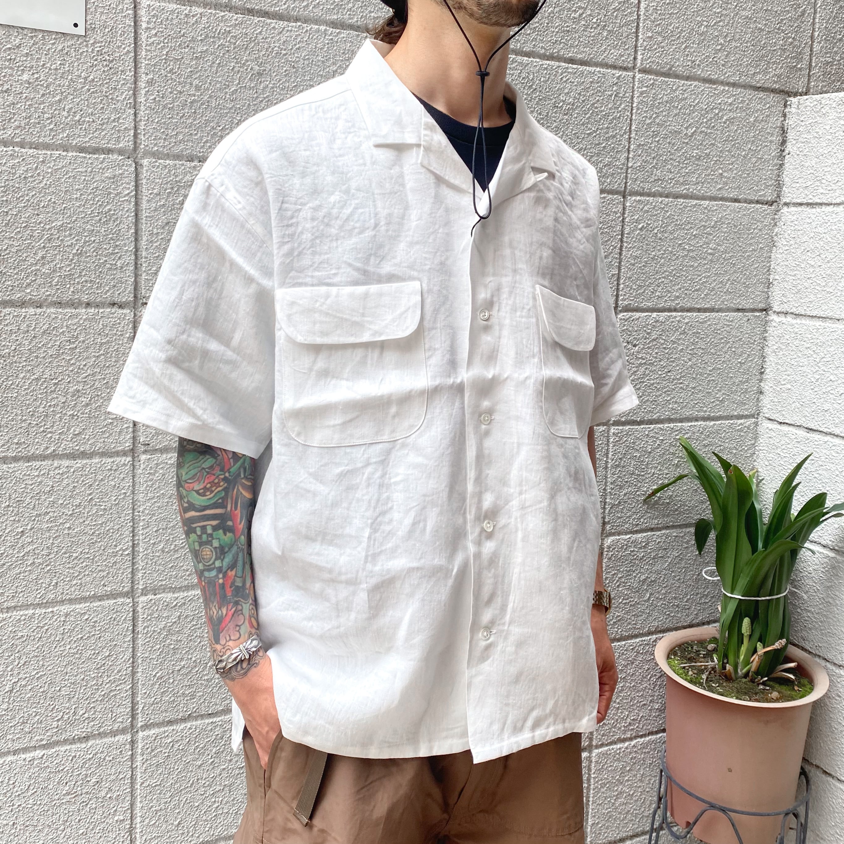 Nigel Cabourn / OPEN COLLAR SHIRT - LINEN TWILL (ナイジェル