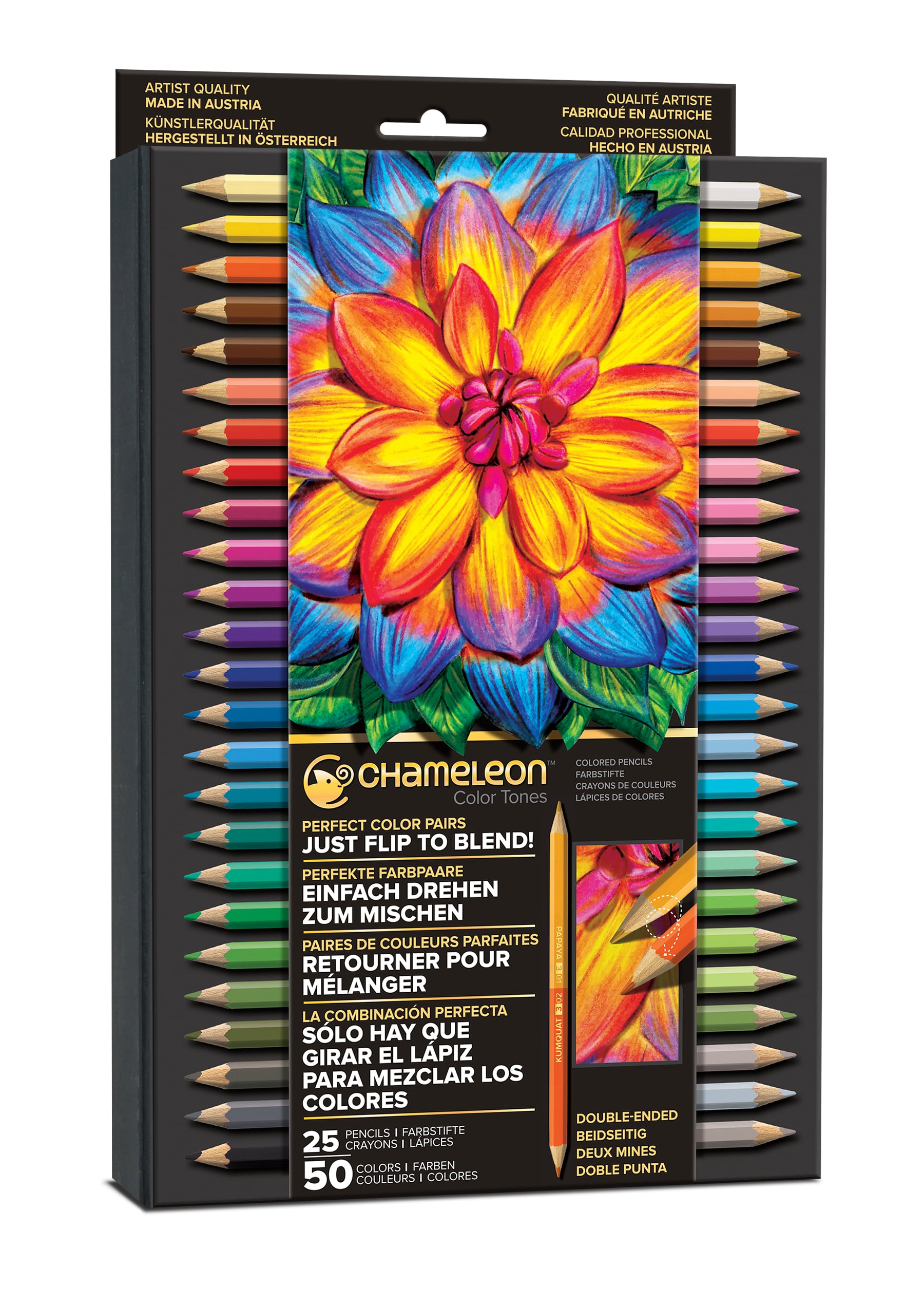 Chameleon 25 Pencils 50 Colors Set (カメレオン 25本入り50色 色鉛筆