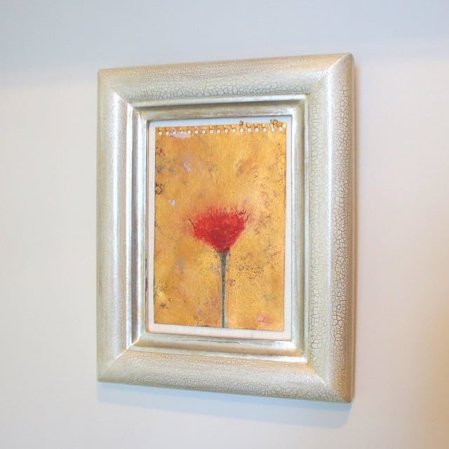 花」 紙にアクリル * ドローイング 現代美術 アート作品 額縁 内野隆文