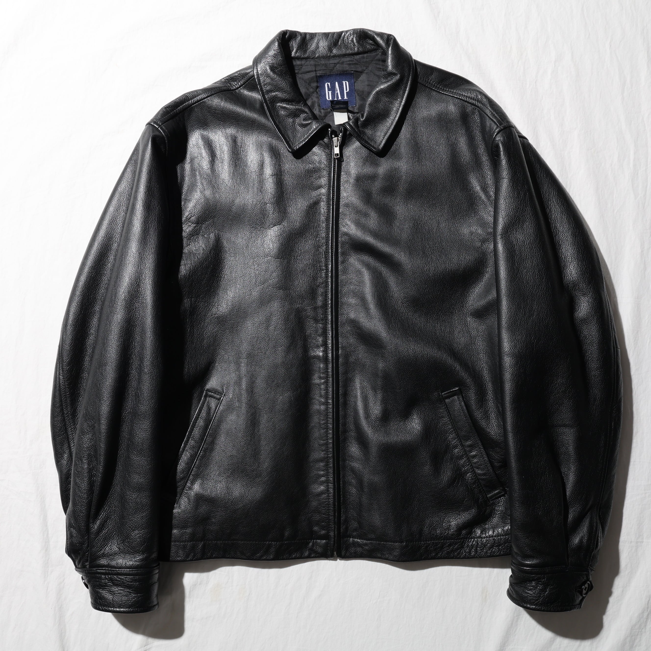 極美品 L アルミジップ 牛革 OLD GAP レザージャケット ブラック