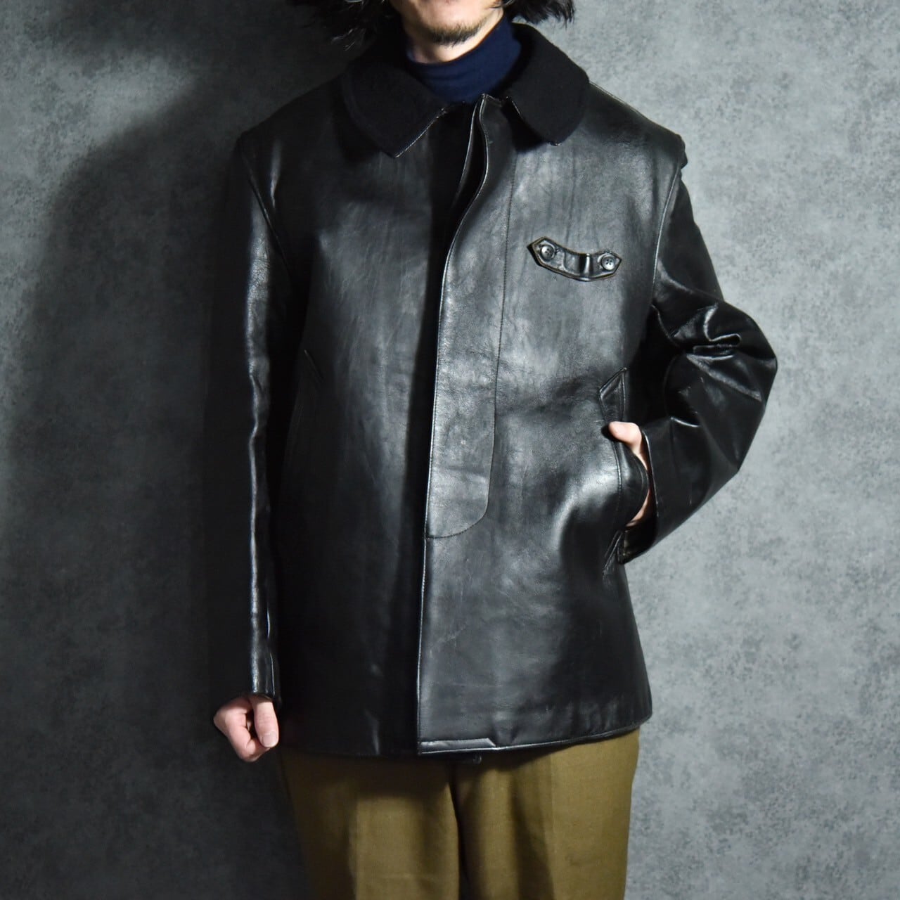 50-60s Le Corbusier Leather Jacket Single Breasted ル