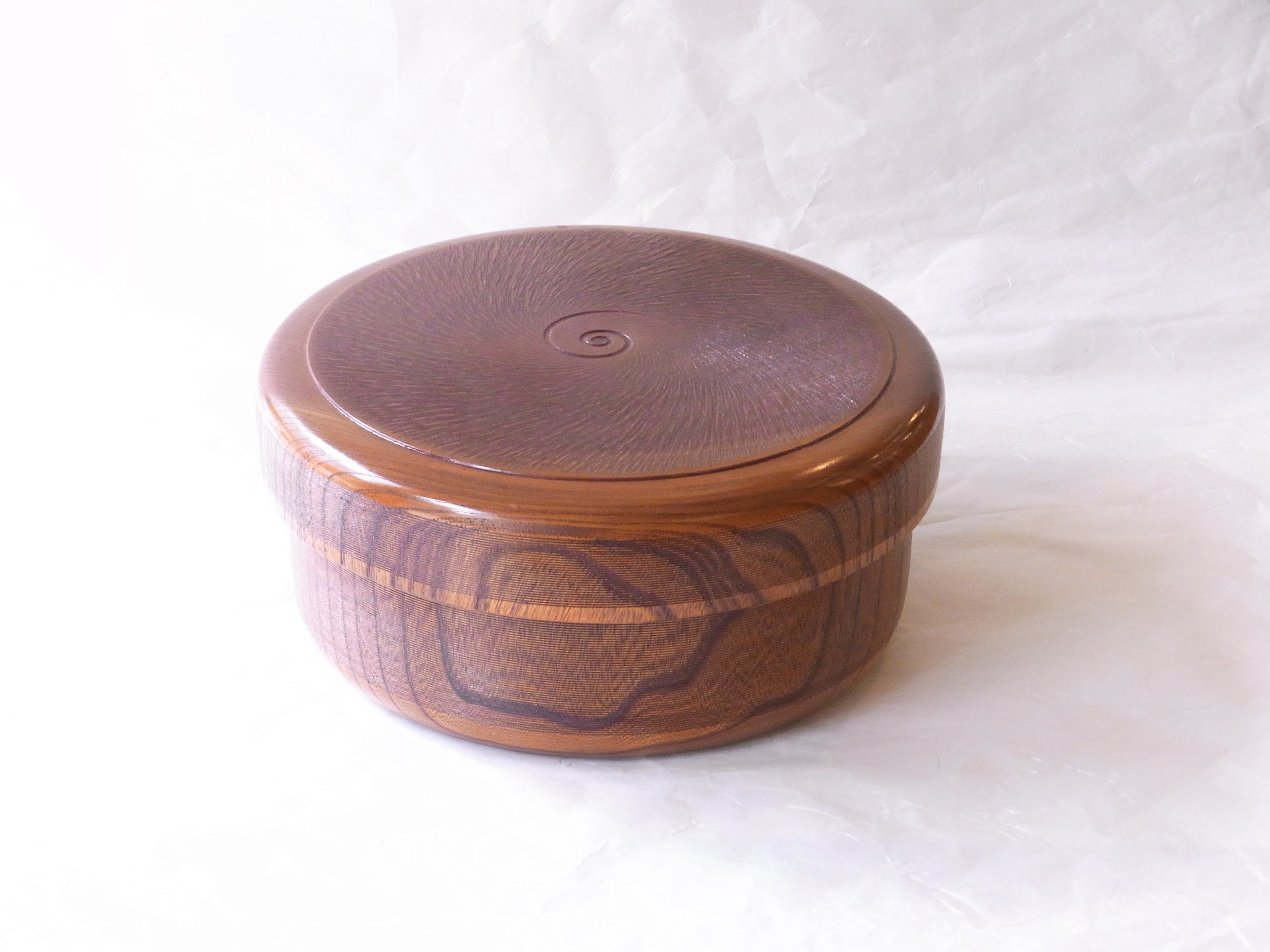山中塗 宮一 作 木製 くりぬき 千筋 茶びつ ケヤキ うるし塗 29