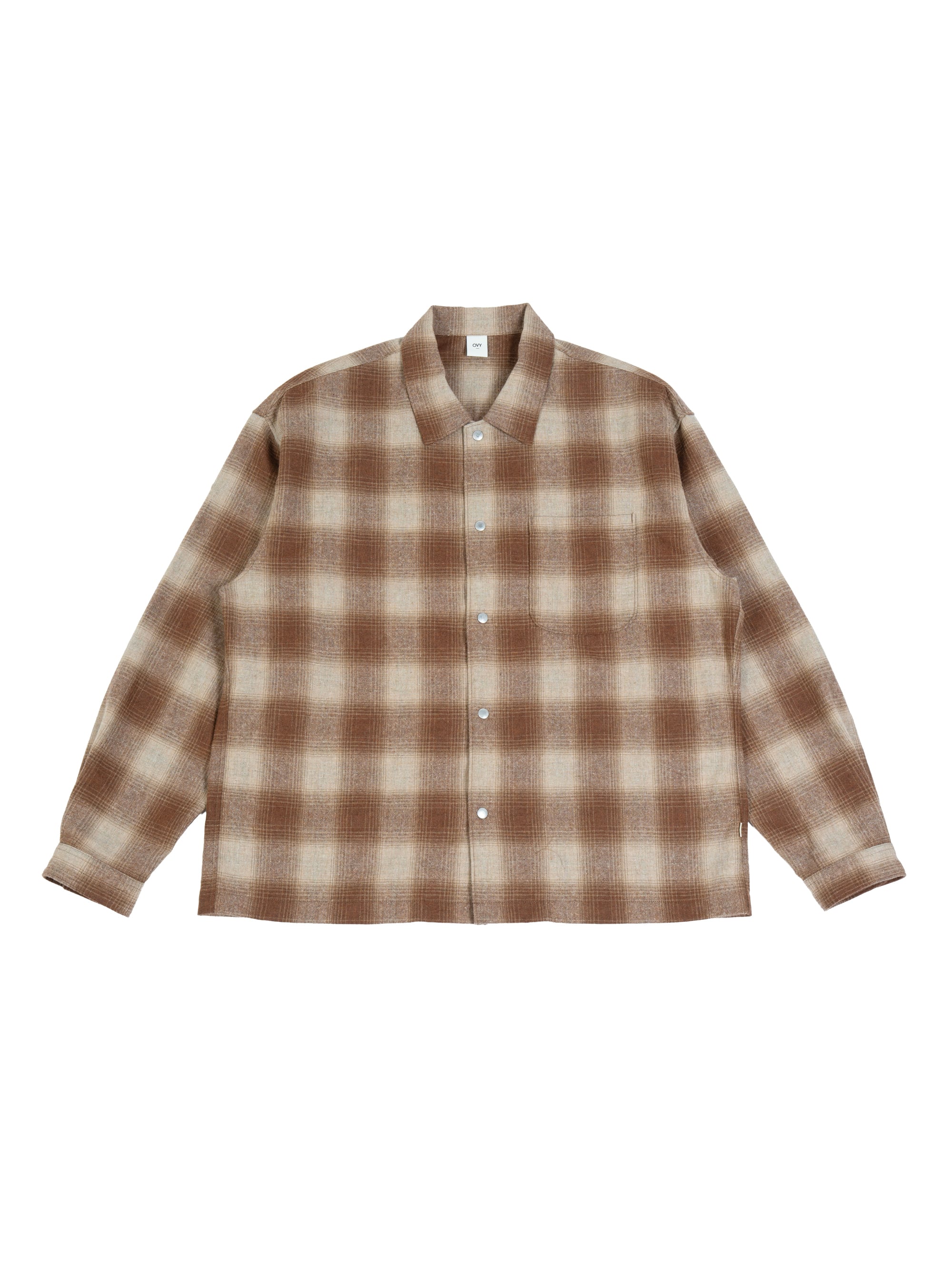 Ombre Check Shirt Jacket (beige×brown) | OVY