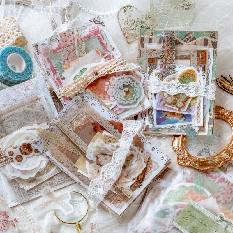 N4✦レース手芸工房✦30枚入・4種 コラジュー素材 おすそ分けファイル