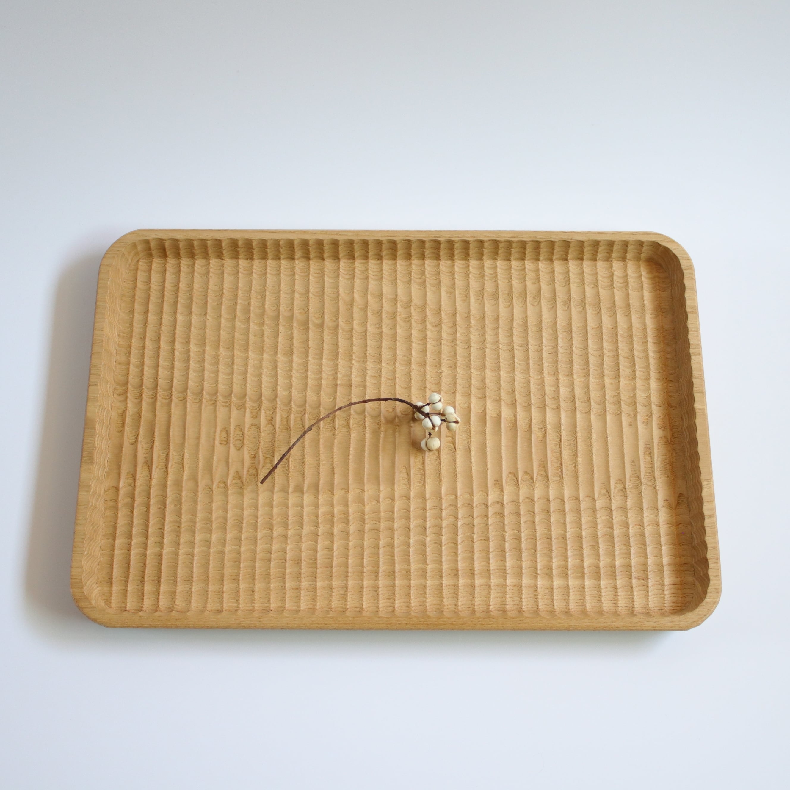 我谷盆 中 390mm × 270mm わがたぼん クリのお盆 生成り | 木工