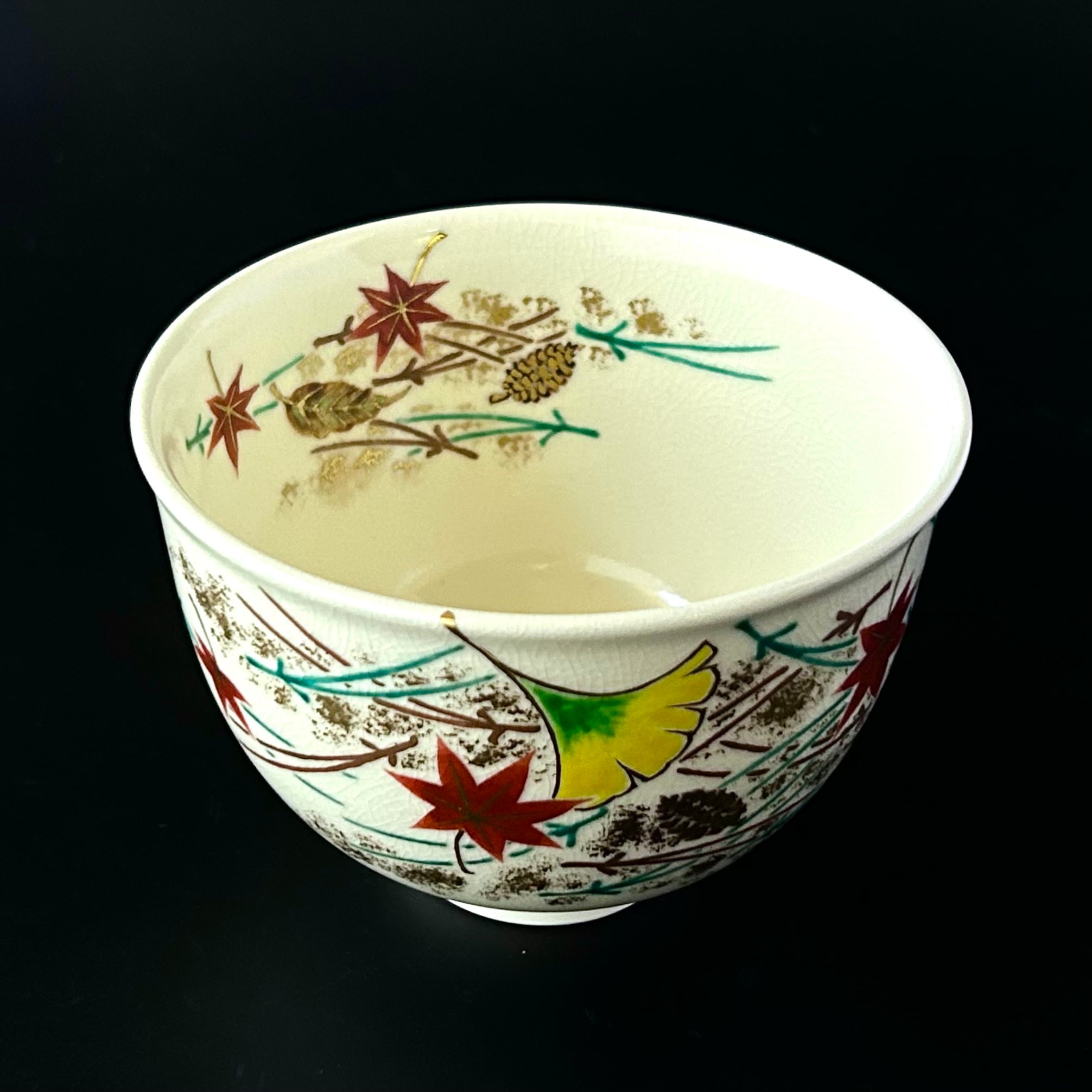 新品】茶道具 仁清写 吹寄せ絵 茶碗 田中方円 共箱 京焼 ふきよせ 色絵