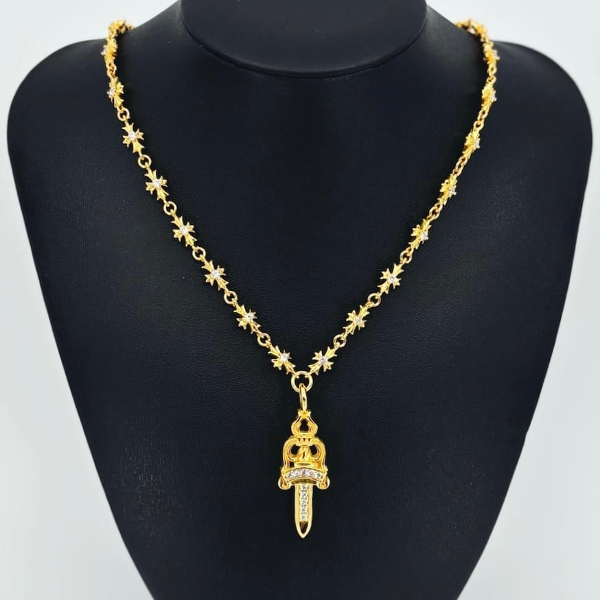 タイニーチェーン ダガーペンダント ゴールド | crossluxury