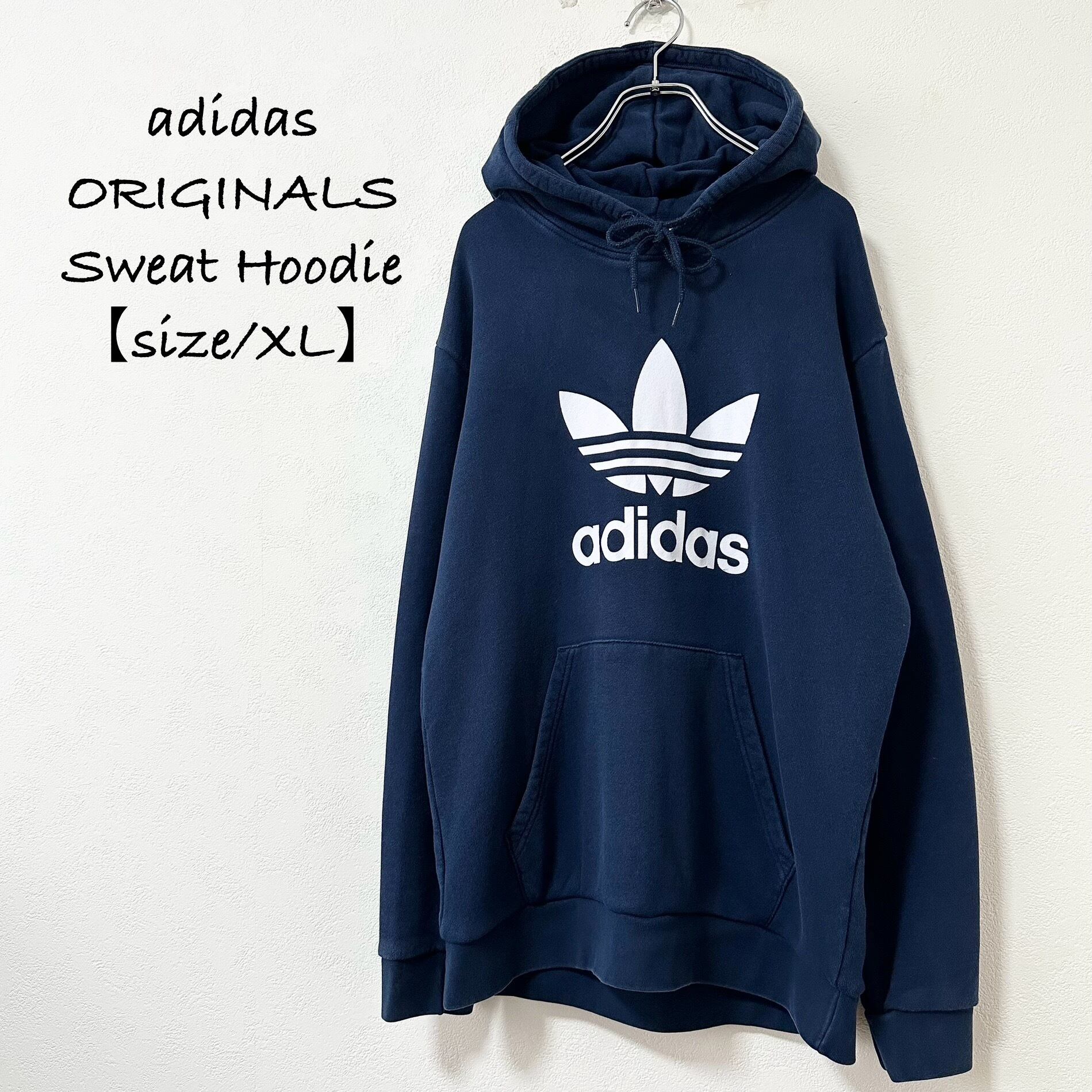 adidas/アディダス☆スウェットパーカー☆トレフォイル☆ネイビー/紺白