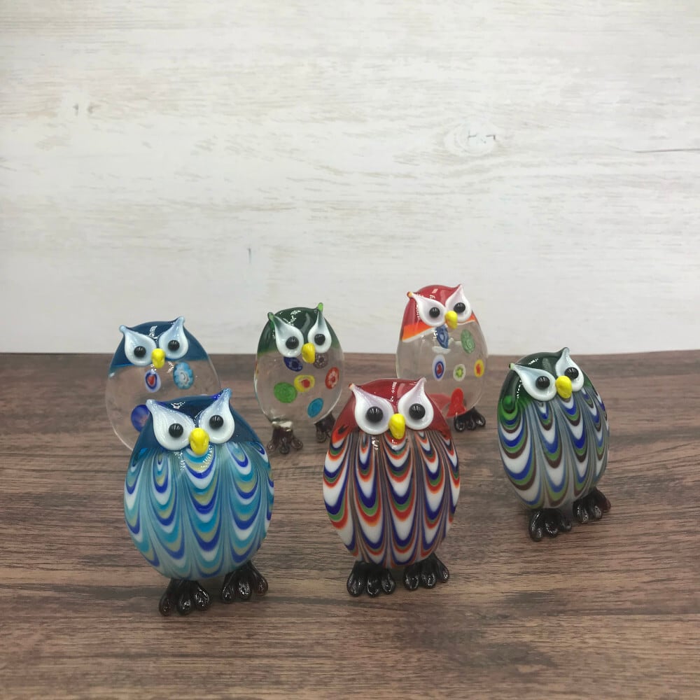 フクロウ置物 (小) ガラス製 | ふくろうの館