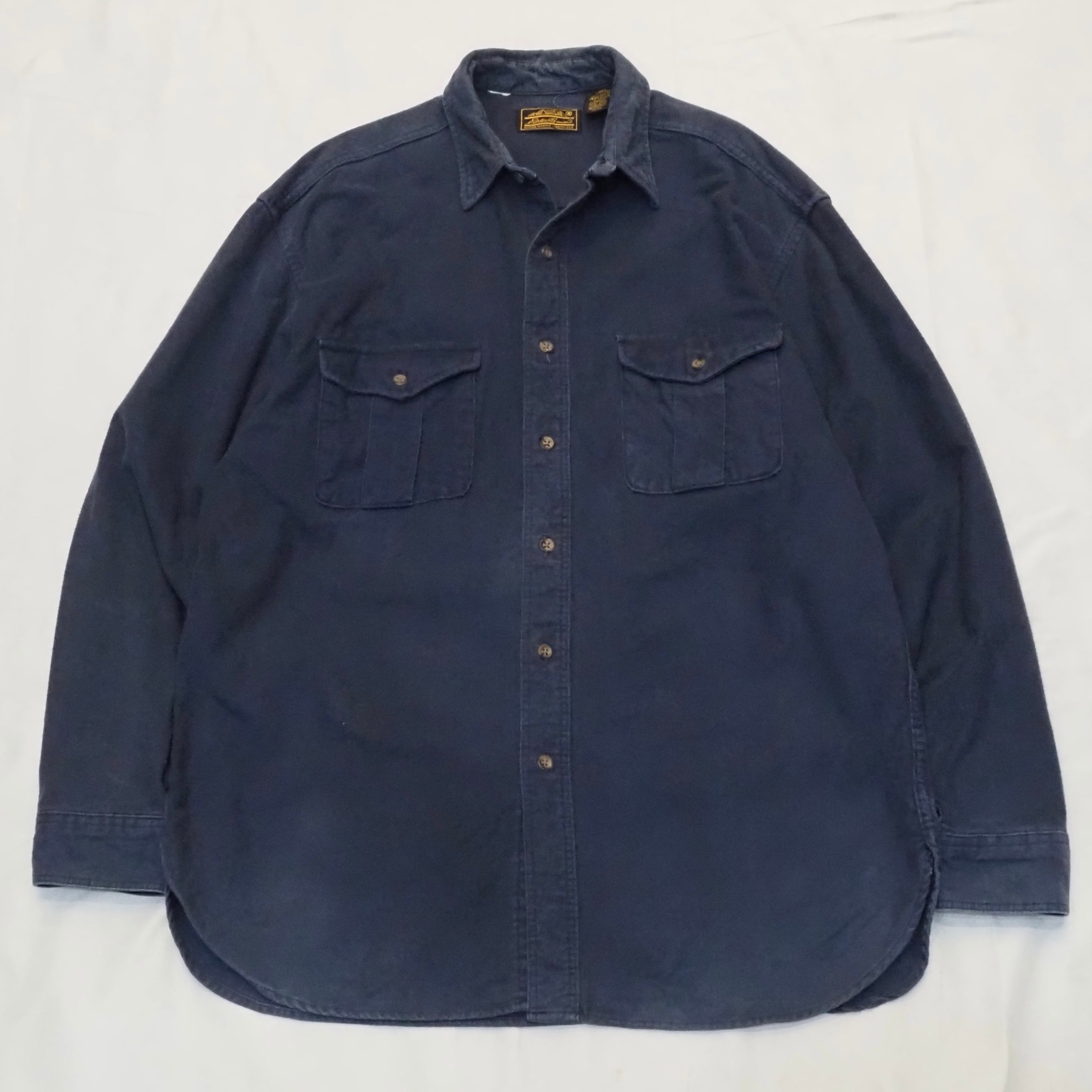 90's Eddie Bauer シャモアクロスシャツ Lサイズ ネイビー | DIRT Vintage