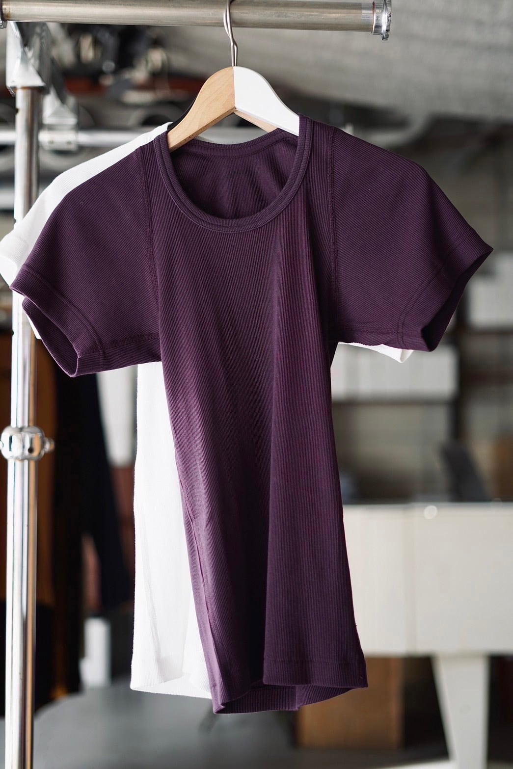 OVERNEATH / Rib T 027 (White , Navy , Plum) | JUQUI Online