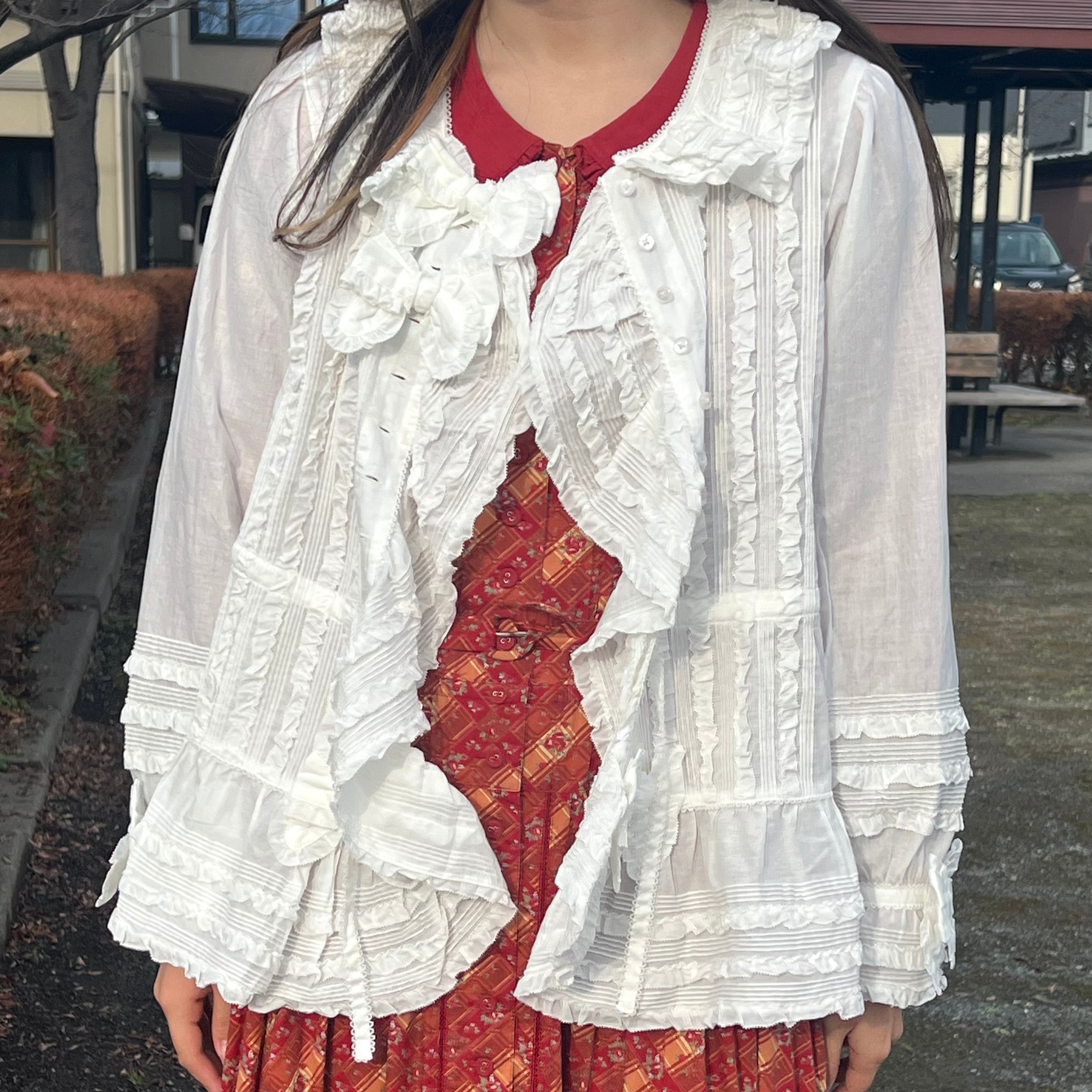 PINKHOUSE フリルいっぱいローンオーバーブラウス | ピンクハウス古着