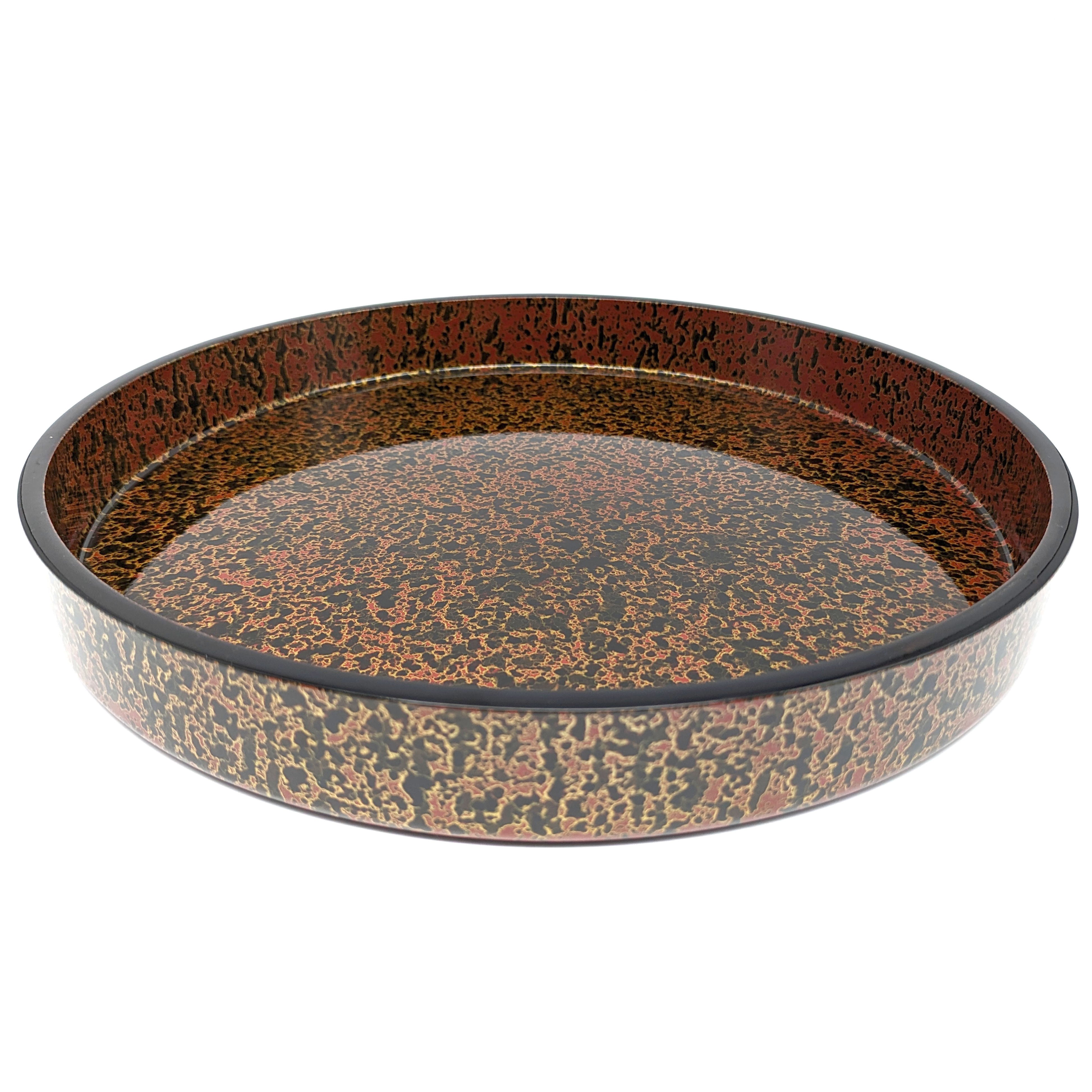 津軽塗（唐塗）バカ塗り・丸盆・お盆・トレー・漆器・No.240613-10