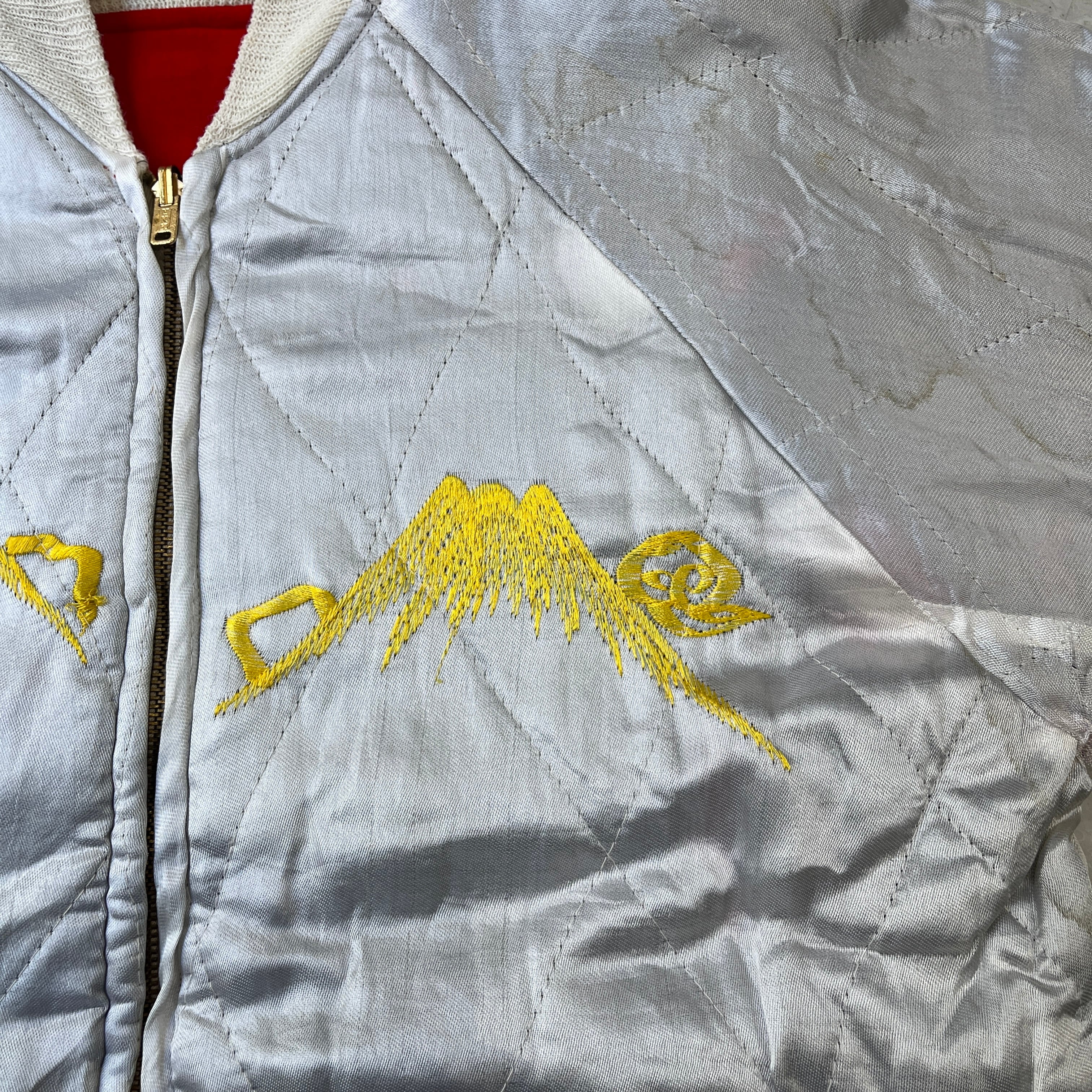 50s Japan Souvenir Jacket 50年代 スカジャン 別珍 ベロア 赤 鷹 虎 L
